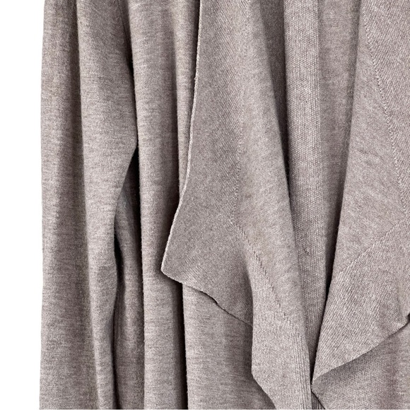 Vila Milano waterfall collar open front long sleeve cardigan beige size L - Picture 3 of 6